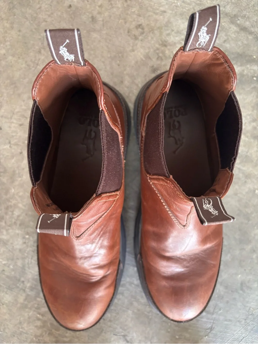 Polo Ralph Lauren Brown Leather OSLO Chelsea Chunky Sole Boots